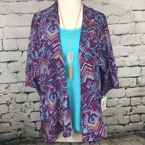 NWT LULAROE Lindsay Purple Chevron Paisley Print S